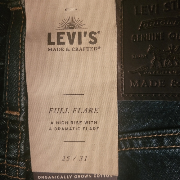Levis Made & Crafted Womens Denim Jean 25 Full Flare High Rise Dark Blue New - Picture 6 of 11